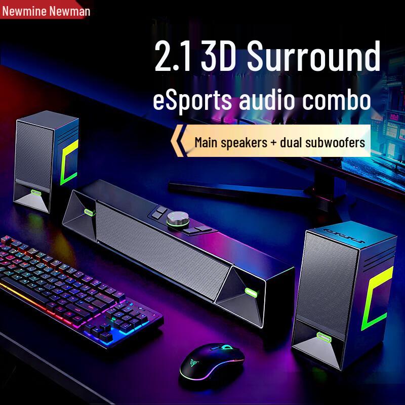

Newmine V6 RGB Gaming Stereo Computer Speakers CN plug (adapter included)