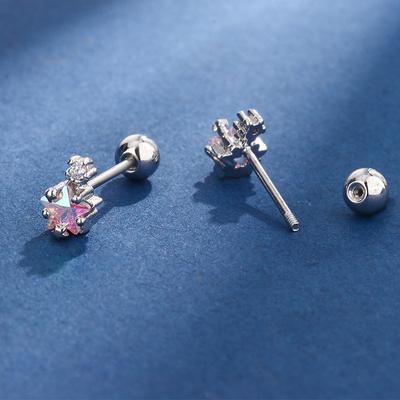 1Pair  Zircon Star Ear Studs Earrings For Women Girls Ear Bone Nail Ear Jewelry Party Jewelry Accessories Gifts