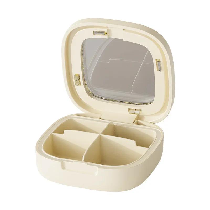 Portable Travel 4/6 Grids Storage Box Travel Week Medicine Box Transparent Sealed Moisture Proof Plastic Travel Medicine Storage