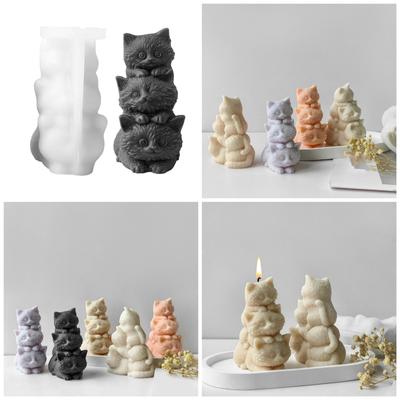 Support de bougie polyvalent en forme de chat, moule en plâtre en silicone robuste pour une décoration élégante de la maison, des mariages et des occasions festives