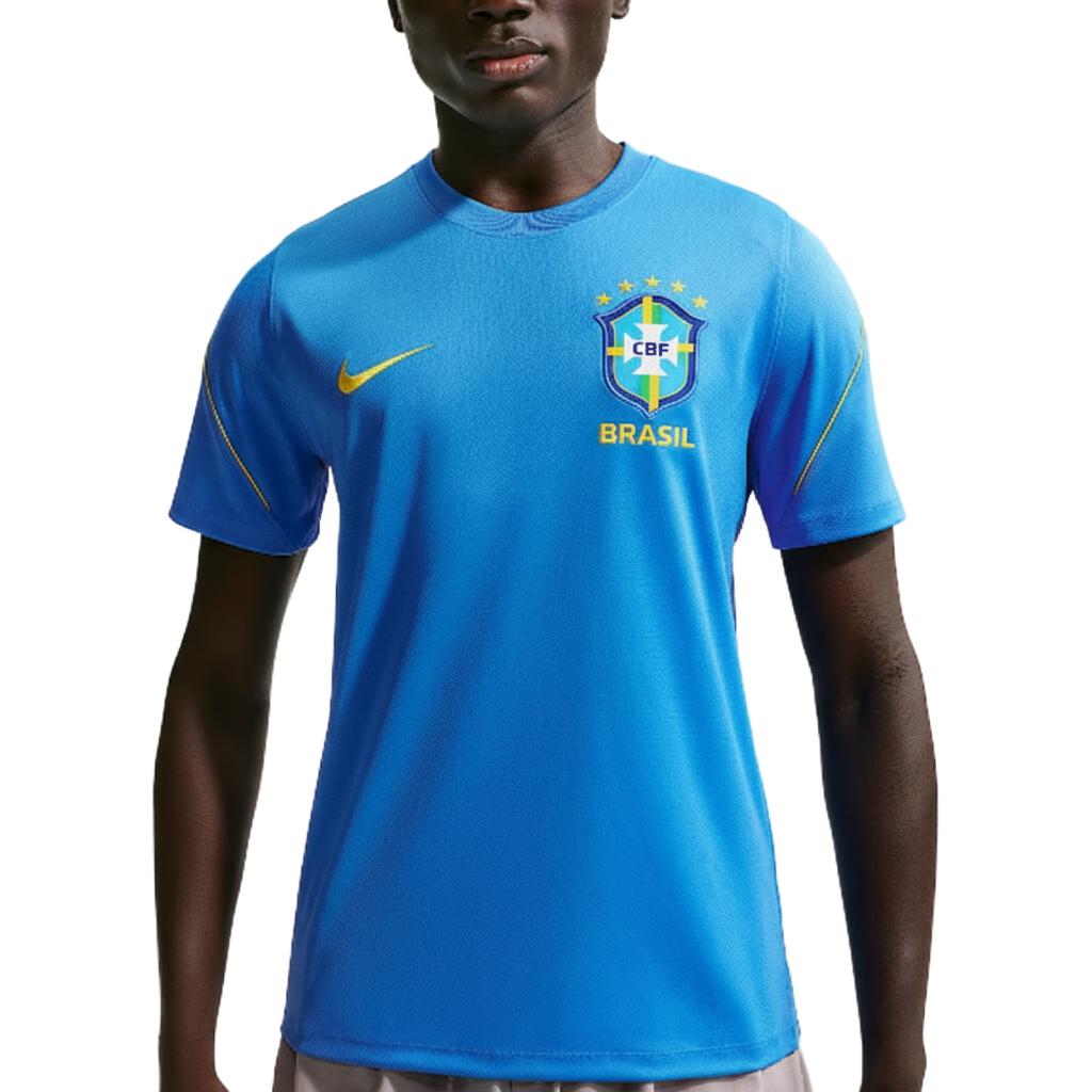 Nike Dri-Fit Strike Brazil Team Slim Fit Crew Neck Quick-Dry Short Sleeve Football Shirt Men tops IB4964-435 2XL
