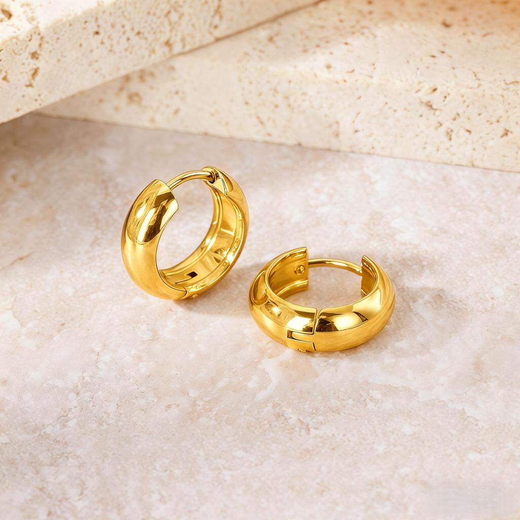 Elegant Titanium Steel Hoop Earrings for Women - Lightweight, Luxurious, Round & Colorfast Accessories