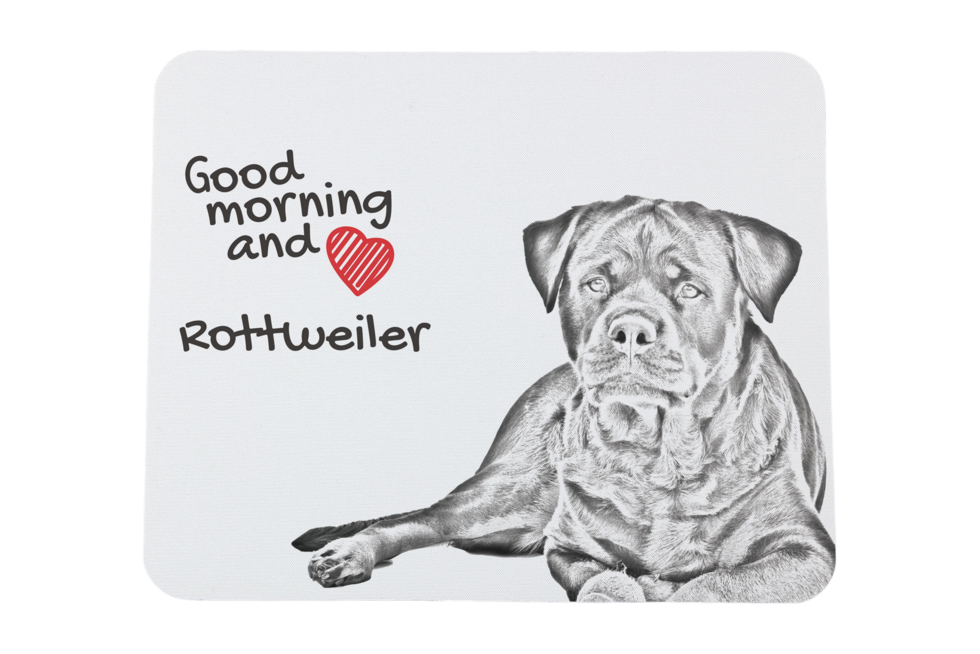 

Rottweiler, Rott, Rottie - mouse pad with print, personalized dog-themed mouse pad, unique gadget for an office worker by Art-Dog brand білий