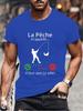 Fishing Calls Me I Must Go Print Men T Shirt Fisherman Summer Short Sleeve T-shirts Tops Men's French T-shirt Dad Tee Tops Gifts