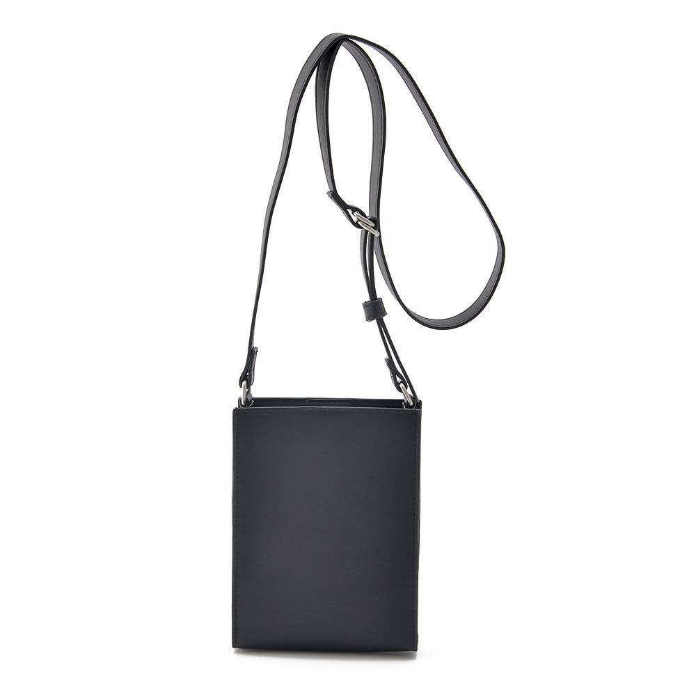 [Переименовать] Компактная сумка через плечо из искусственной кожи - Черная