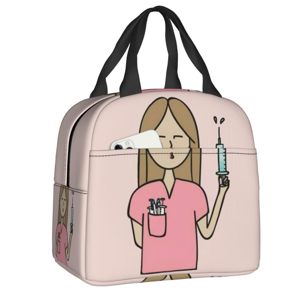 Bolsa de Almuerzo Térmica Aislada Personalizada Enfermera En Apuros Doctor Enfermera Salud Médica para Mujeres Refrigerador Portátil Fiambrera Térmica Escuela
