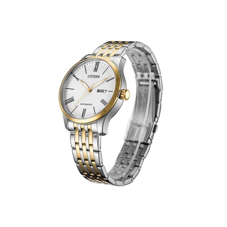 Citizen Classic Mechanical Gold Watch Automatic Mechanical Movement Stainless Steel Strap Mens Watch White Dial Men watches NH8354-58A