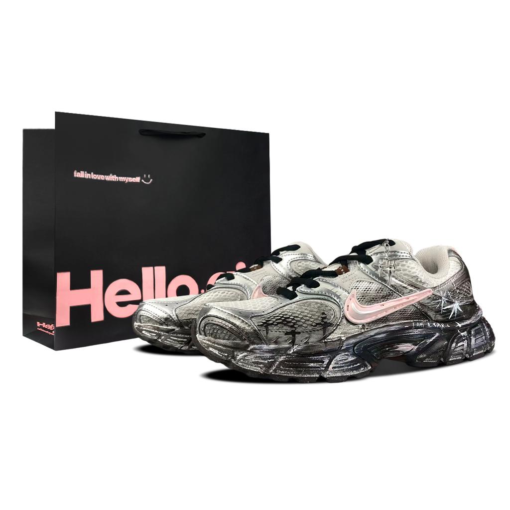 Nike V5 RNR Abriebfest Atmungsaktiv Abriebfest Atmungsaktiv Niedrige Laufschuhe Damen Silber Rosa HQ7901-102(Team401-LD)