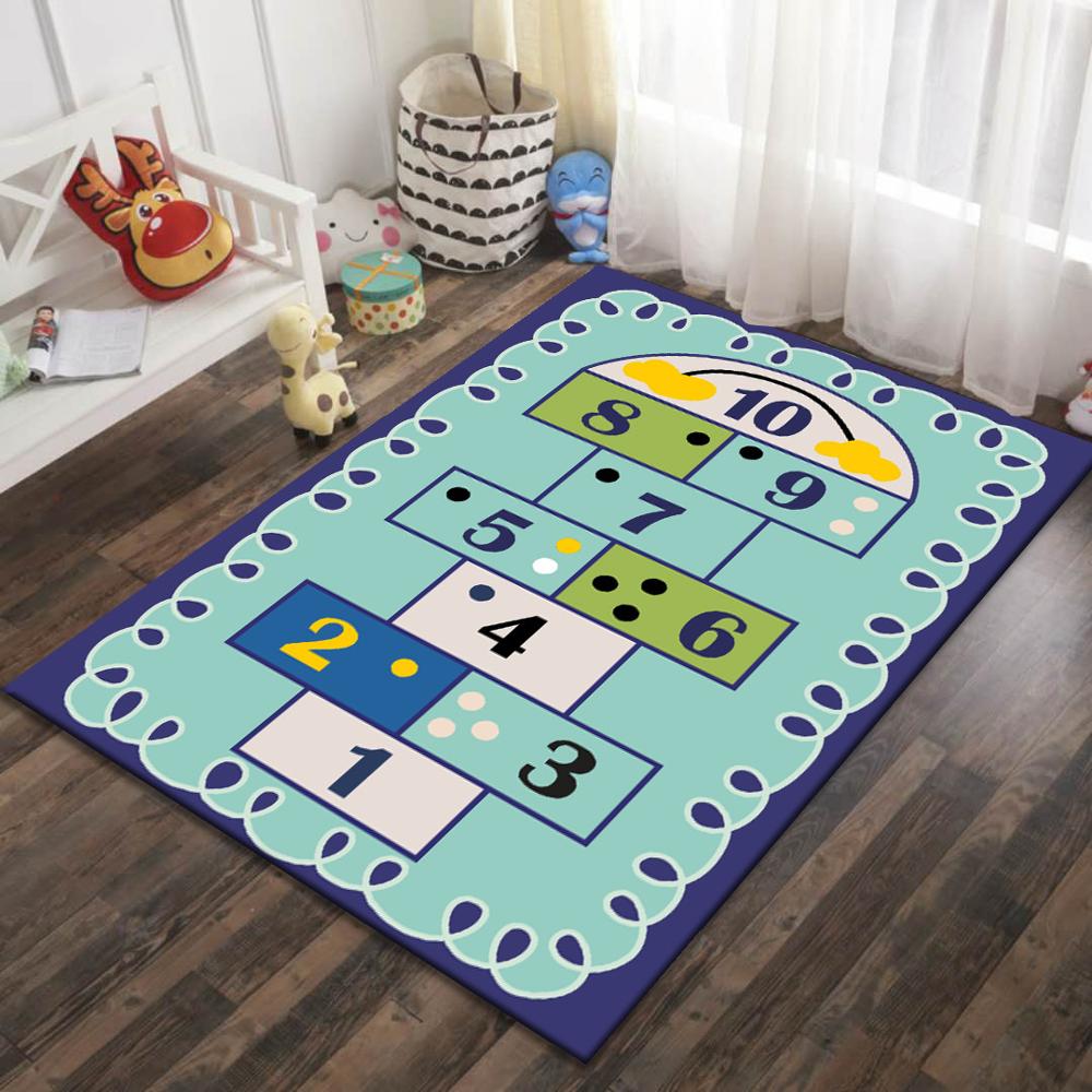 Cartoon Football Carpet Living Room Area Rug Kids Play Mat Aircraft Soccer Dinosaur Boys Bedroom Rug Crystal Velvet Doormat