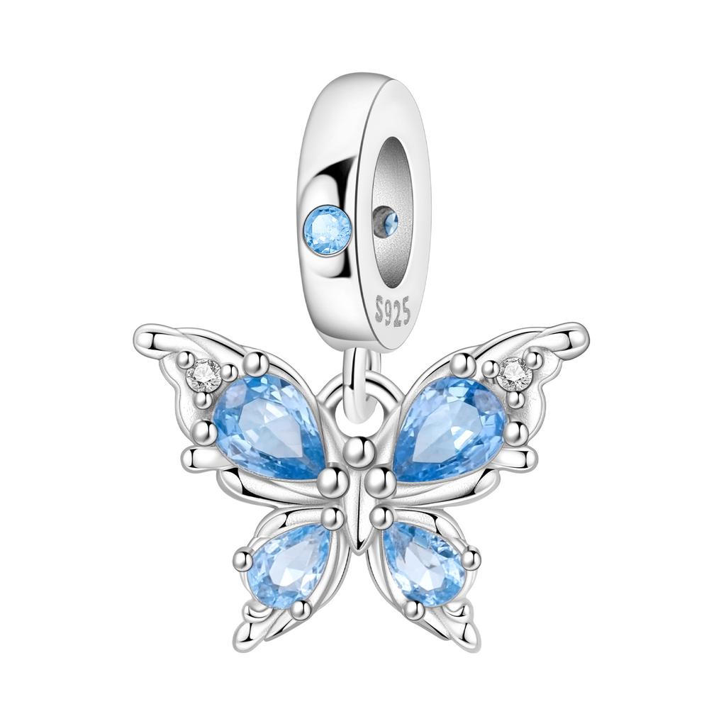 PANPOKI 925 Silver Iris Flower Pendant Charm Bracelet Jewelry DIY Trendy Gift for Women Party Beads