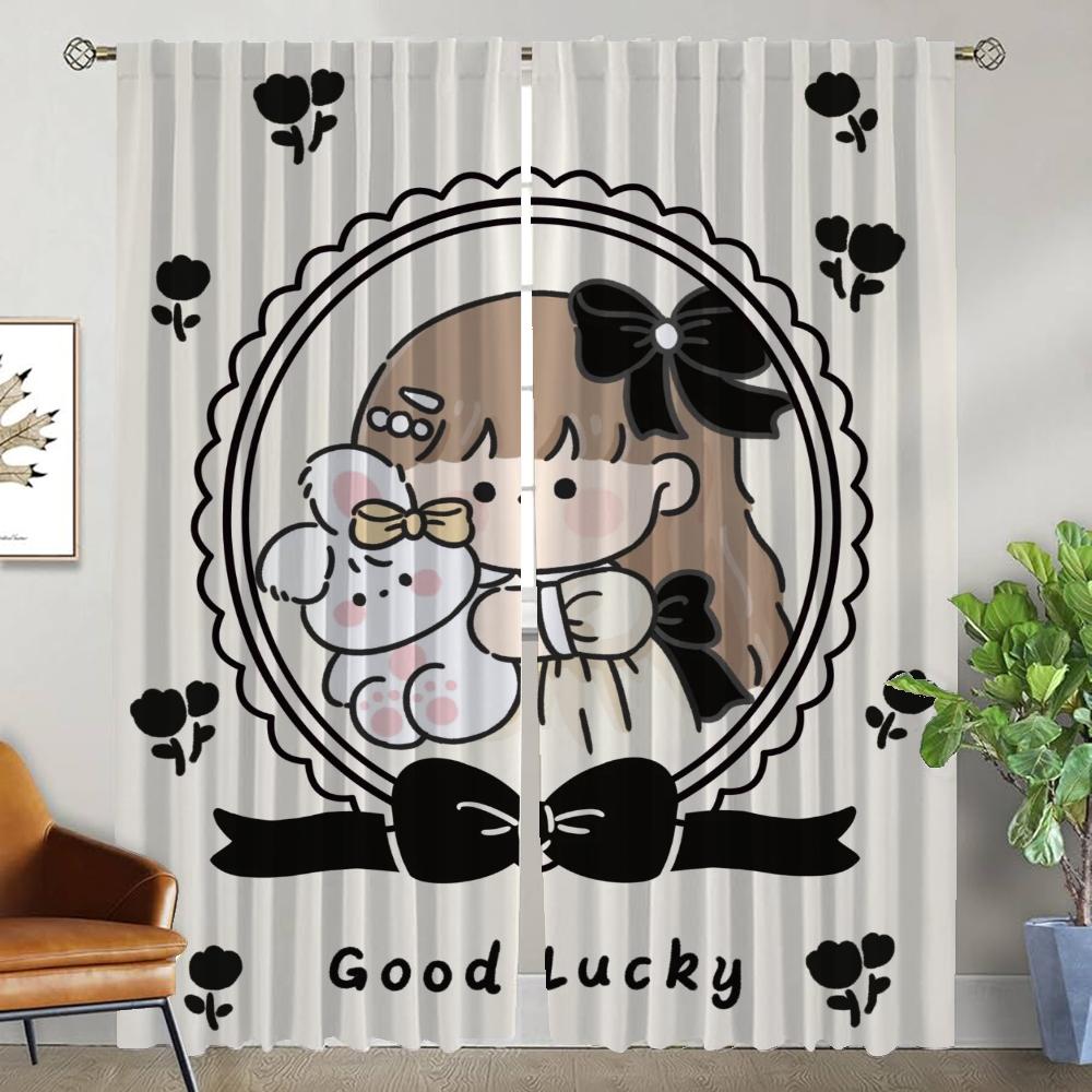 

Милые шторы для интерьера для девочек, 2 шт., шторы для спальни, затемняющие шторы, шторы для гостиной, украшения на Хэллоуин W50xH70cmx2pcs-CL
