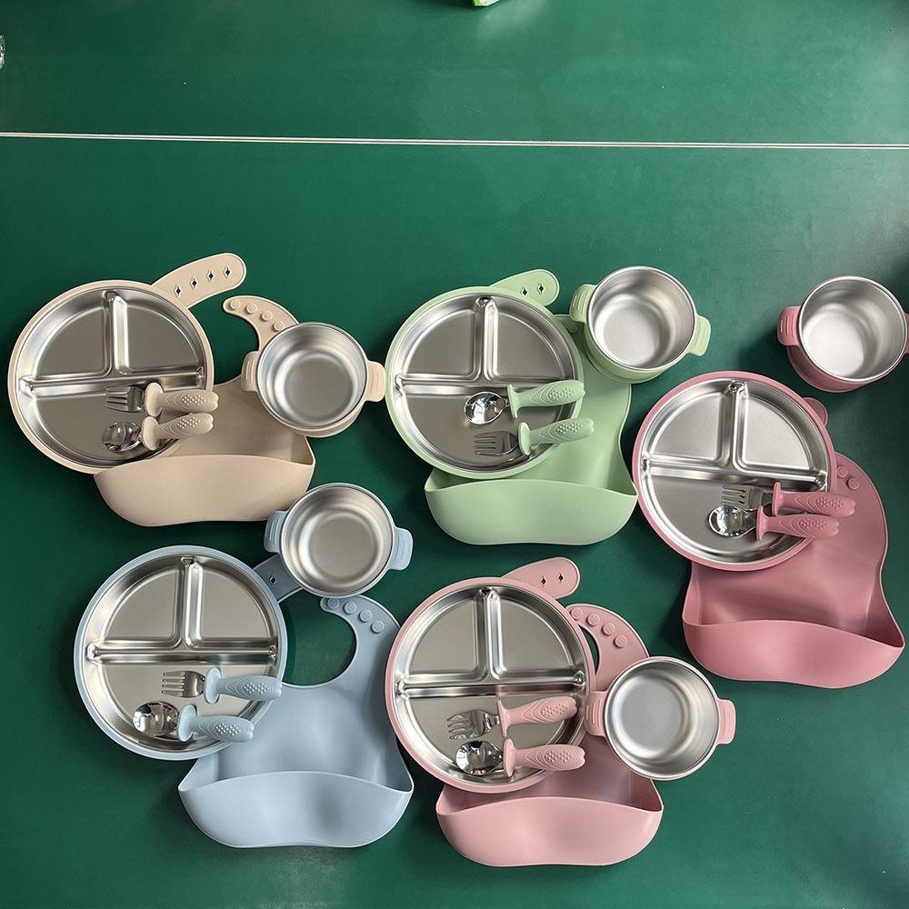 Shockproof Children's Tableware Set Divided Suction Cup Plates Baby Feeding Set  Meal Training
