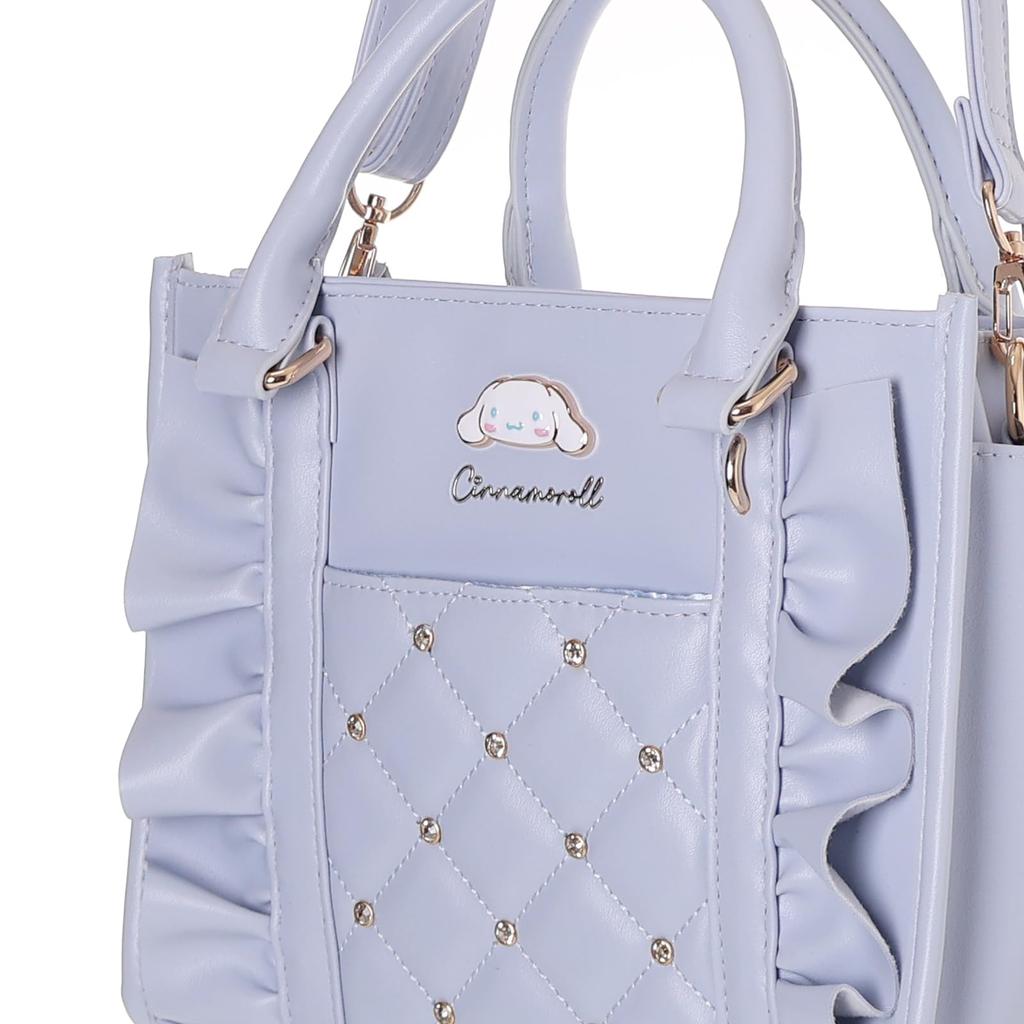 Sanrio Cinnamoroll Faux Leather Shoulder with Can be Carried by Hand or 371g Two-Way Bag, Quilted, Ruffles, Shoulder, 22x17.5x7cm,