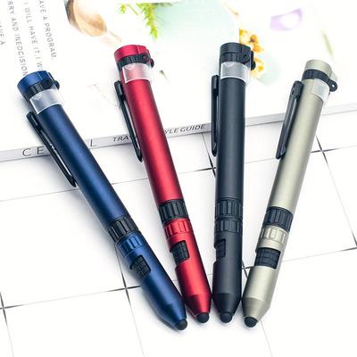 6-in-1 Multi-functional Survival Pen: Ballpoint, Mobile Stand, LED, Compass, Screwdriver