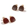 Retro Wine Red Stud Earrings: Autumn/Winter Clip-On, No Piercing Needed, Elegant Niche Design for Women