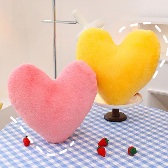 Heart Pillow Thick Elastic Cozy Fully Stuffed Room Decor Pillow Solid Color Colorfast Plush Sofa Living Room Bedside Bed Cushion Toy Photo Prop