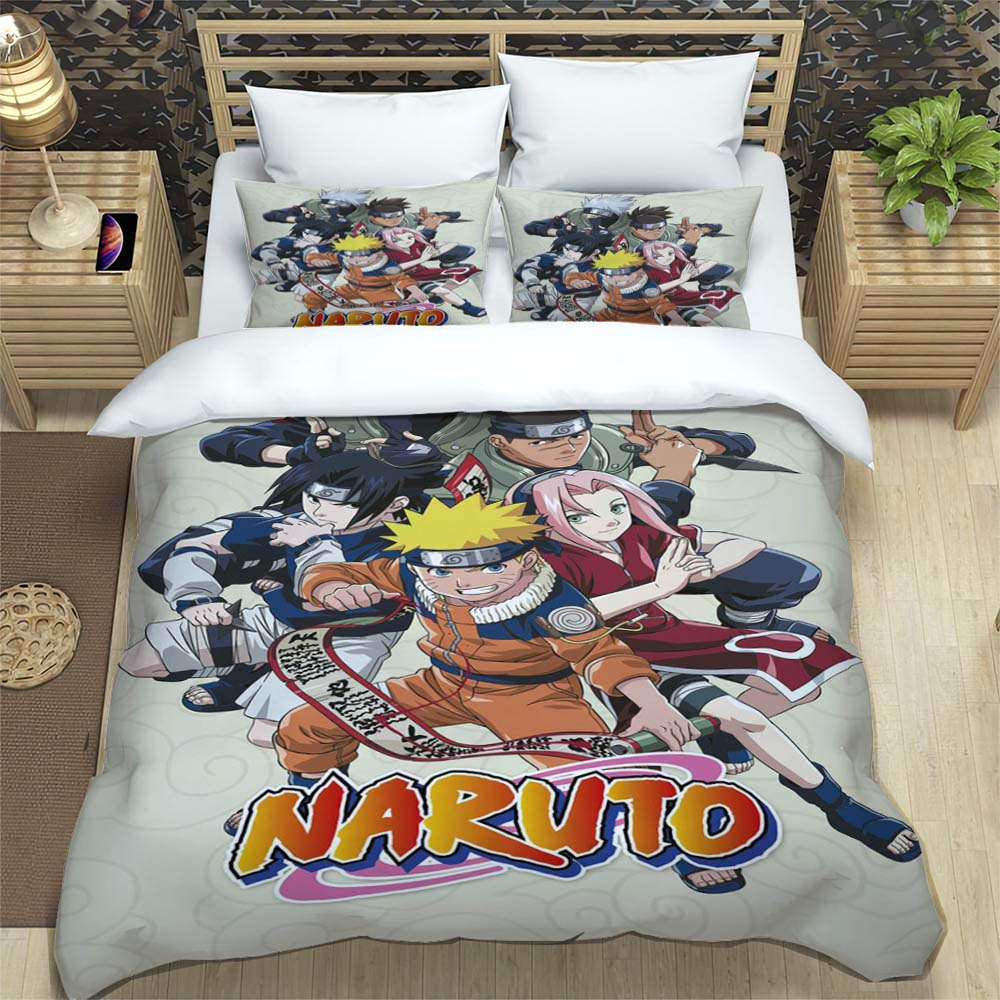 Naruto Pattern Quilt Cover With Pillowcases 3D Digital Printed Bedding Set Twin Full Queen King Children'S Gift
