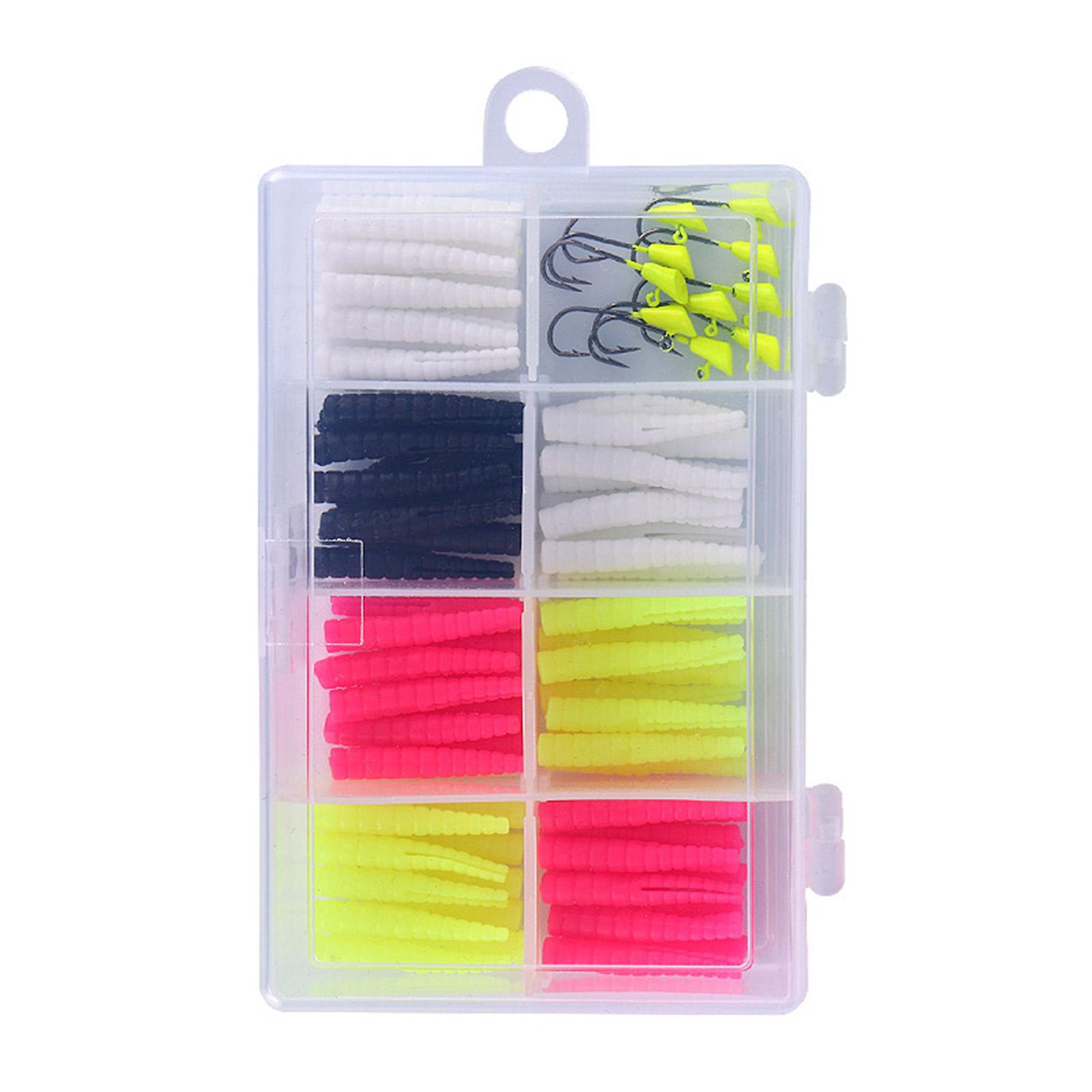 

Fishing Tackle Soft Fishing Lures Set for Freshwater Saltwater Artificial Baits with Split Tail Grub Worms Jig Head Hook 1