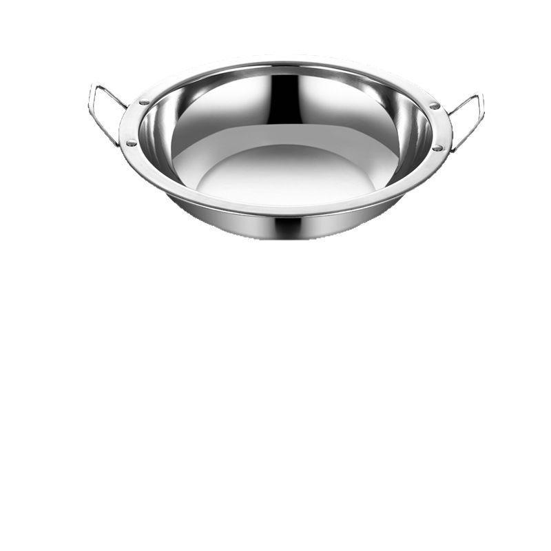 Extra Thick Stainless Steel Hot Pot with Wide Rim - Pickled Cabbage, Fish, Crayfish, Double Ear, Flat Bottom, Small Dry Pot