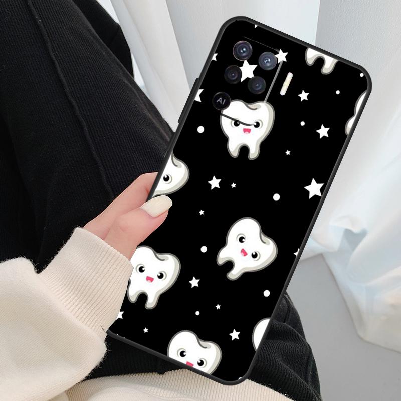 Cute Tooth Dentist Case For Oppo A18 A38 A58 A78 A98 A80 A60 A40 A96 A76 A16 A94 A74 A54 A15 A17 A57 A77 A5 Pro