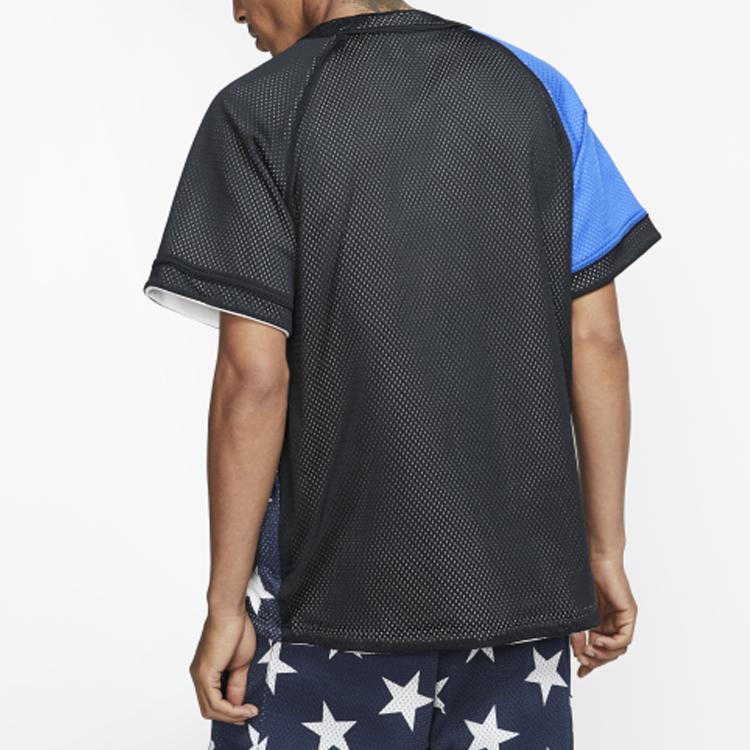 Nike Lab Nrg Fog Baseball Short Sleeve Jacket With Zipper For The Back-To-School Season Men Tops Camouflage Blue Black AV8269-010