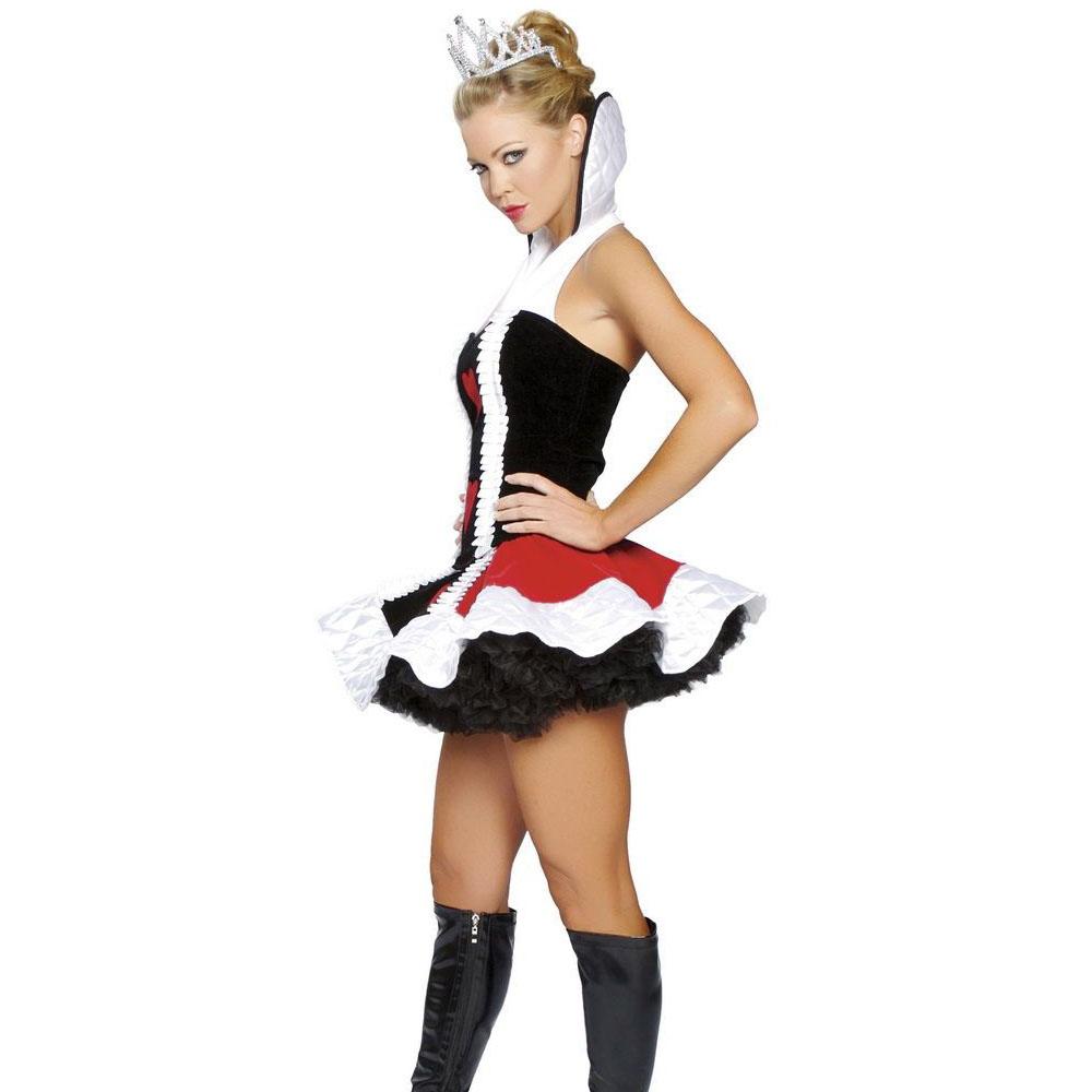 Die Rote Königin Cosplay Kostüm Sexy Rote Königin der Herzen Halloween Party Kostüm
