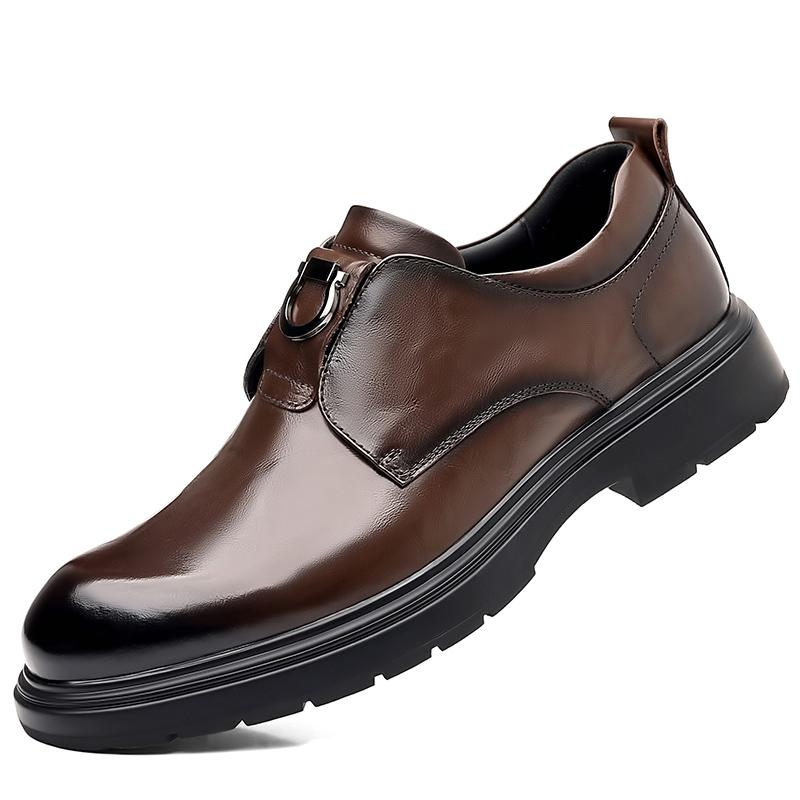 Fashion 2025 British Style Men's Leather Casual Shoes Thick Soled Wear-resistant Classic Loafers Business Men's Formal Shoes Trendy