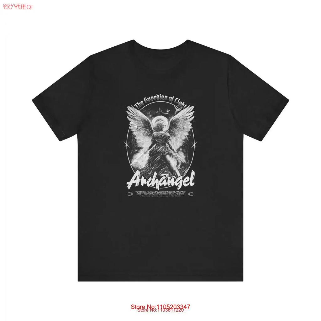Archangel Guardian of Light Streetwear T Shirt Faith Based Jesus Urban Christian Clothing for Street Culture Spiritual Style