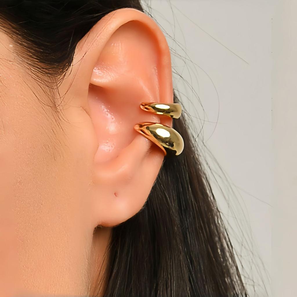 Punk Hip Hop Irregular Smooth Ear Clip for Women Unique Metal C-Shape Clip Earring Fake Cartilage  Jewelry Party