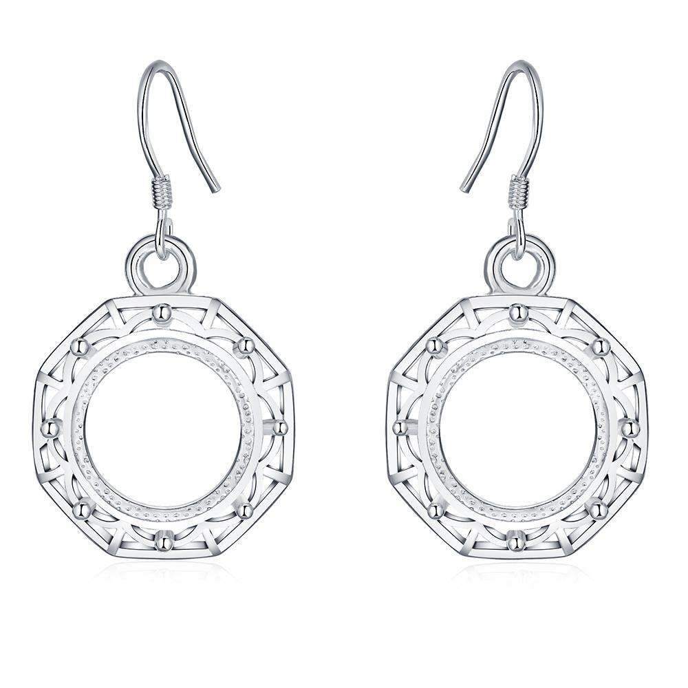925 Sterling Silver Round Hanging Piercing Earrings Fashionable Wedding Jewelry
