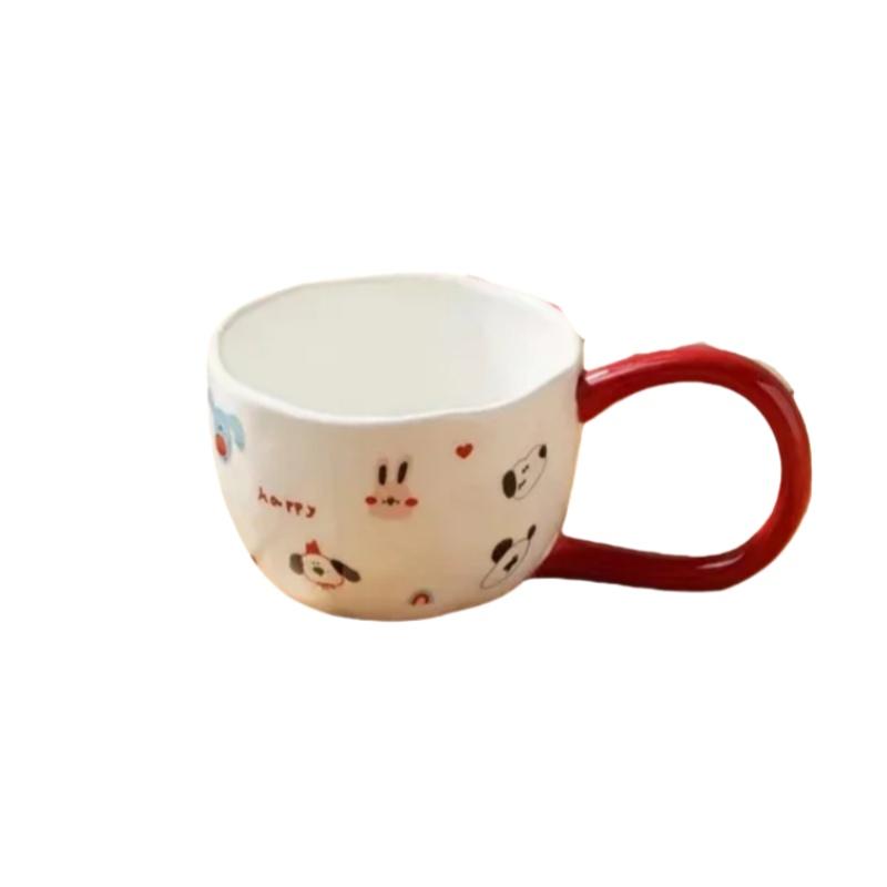 JUSTINLAU Ceramic Mug Valentine's Day Gifts Breakfast Coffee Milk Oat Cup Creative Couple Cup with Handle Home/Office Water Cups