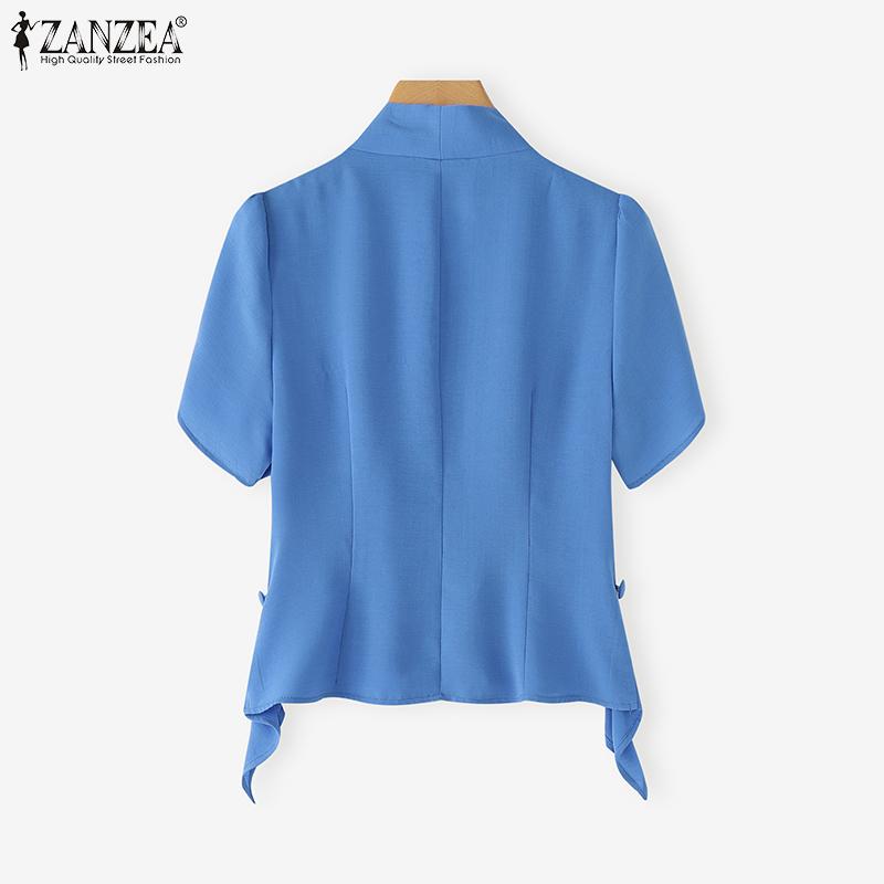 ZANZEA Women Summer V-Neck Casual Short Sleeve Blouse