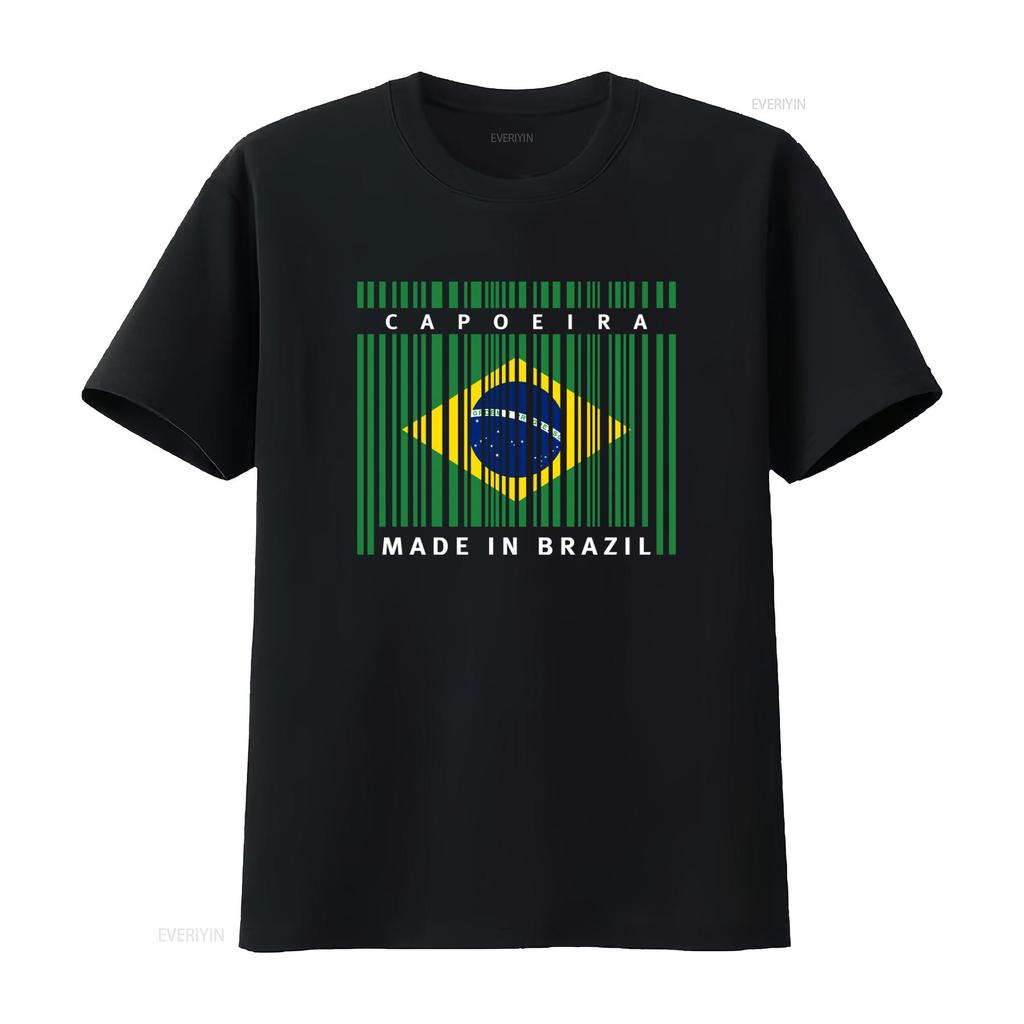 Capoeira Made In Brazil Print T Shirt Casual Fashion Vintage Washed Unisex Streetwear Stylish Graphic Top For Everyday Wear