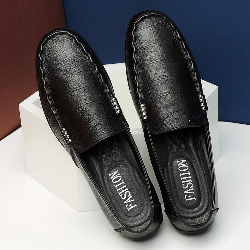 Luxurious Men Shoes New Men's Genuine Leather Flat Shoes Breathable Casual Shoes Office Loafers Fashion Peas Shoes Driving Shoes
