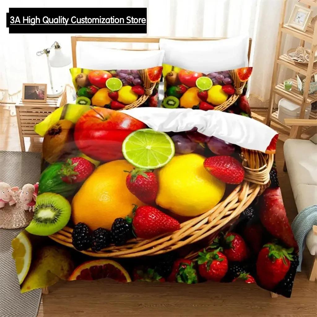 Thin Duvet Cover Set Double Bed Fruit Quilt Cover Queen Size 3D Single Bedding Set 2PCS 3PCS with Pillowcase Full Twin King Beds