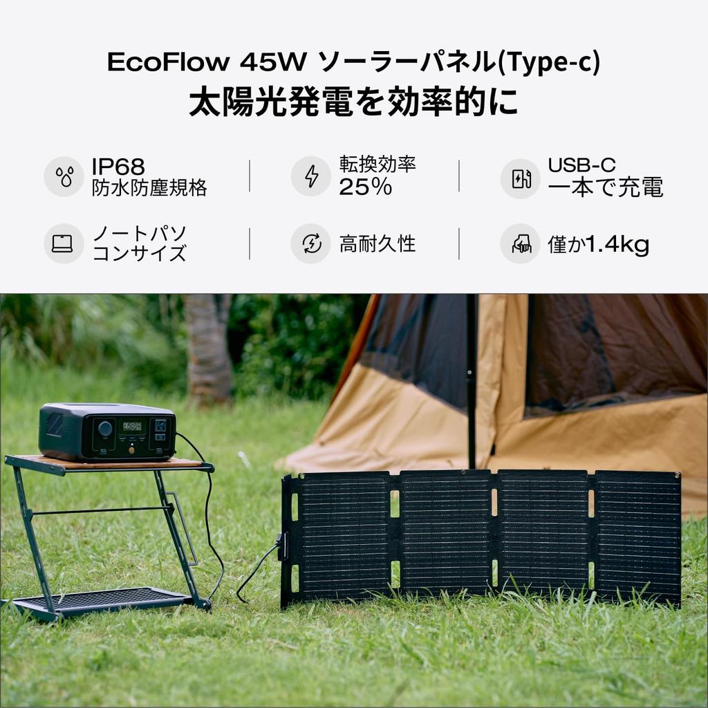 EcoFlow 45W Solar Hoch Solar Solar Monokristallin Hohe Umwandlung Direkte Ladung für IP68 Wasserdicht und Ohne Basis Einfach für Notfall Tragbare Energie