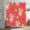 Soft and Colorful Shower Curtains with Cartoon Bears Design for Bathroom Decor Pink Floral Print Fabric Curtain Set (Size: 180cm