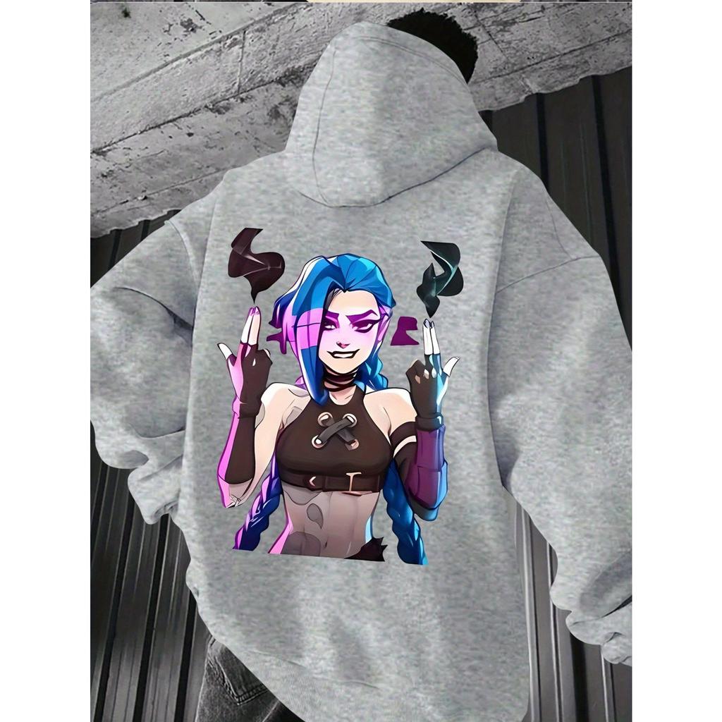 JINX Anmine Graphic Print  Hiphop Hoodie Men Women Hip Hop Alternative Heavy Metal Oversized Streetwear Male Fashion Hoodies