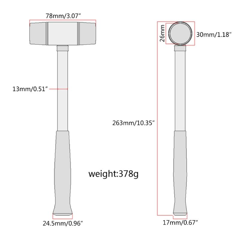 Martillo de Trastes para Guitarra de 26 mm, Herramienta de Luthier de Doble Cabeza para Luthiers de Guitarra, Herramienta para Trastes de Guitarra, Mazo para Trastes, Martillo de Goma para Trastes