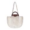 Bolsa de Tela Plegable tipo Red 38 Edición San Valentín Bolso de Hombro de Tela Bolsa de Red para Compras Bolsos Tote Grandes para Mujer Blanco Crudo 10121HVH037