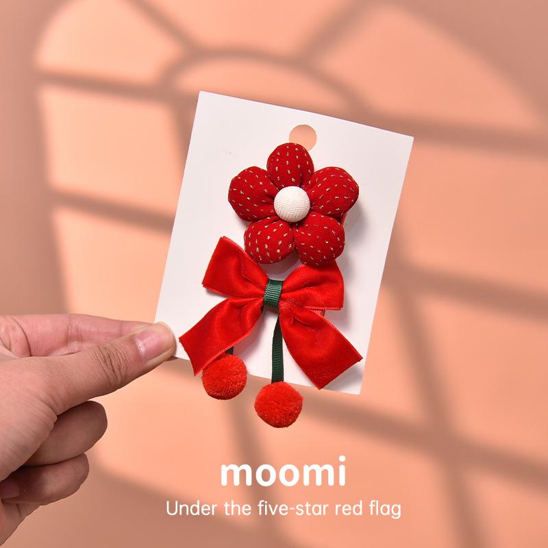 

New Year Girls Fabric Bow & Flower Hair Clips - Chinese Style Children s Hair Accessories