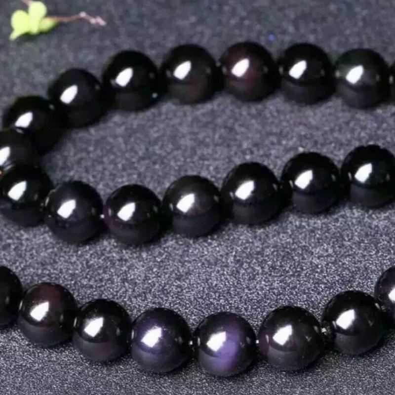 Natural Black Rainbow Obsidian Ice Black Loose Beads 4/6/8/10/12/14 MM Fit Diy Charm Bracelet Beads For Jewelry Making Accessory