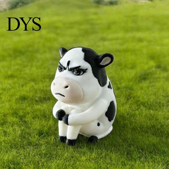 3D Printed Cow Toy Dairy Figurine, Cartoon Cattle Statue for Desk Decor, Figurine Mini Sculpture Home Office, Gift Animal Lovers Accessory