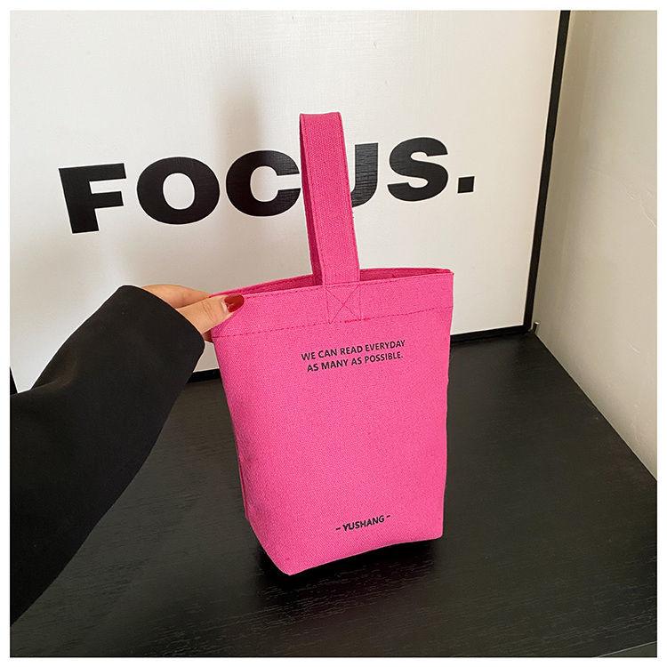 Ins Simple Handbag Thermos Cup Pouch Portable Canvas Water Bottle Cover Phone Bags Outing Carrier Coffee Cup Bag Cover