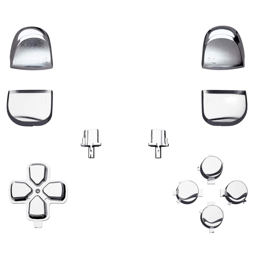 eXtremeRate Replacement for PS5 Controller Share Optional Face Chrome Full Button Set for PlayStation 5 Controller Not D-Pad (BDM-010 & 020), R1, L1,