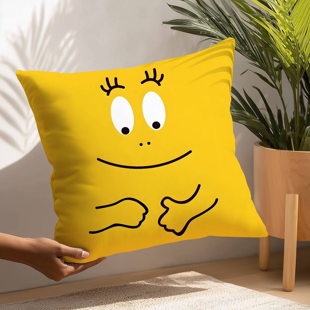 Niedlicher Cartoon B-Barbapapas Kissenbezug Plüschstoff Weicher Kissenbezug Beidseitiger Druck Kissenbezug Haushaltsgeschenke