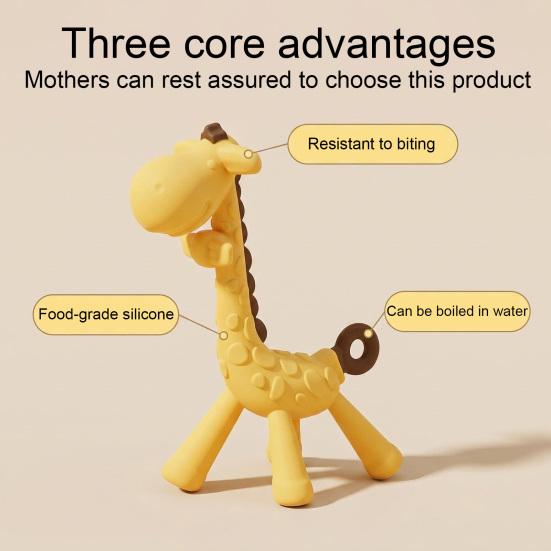 yangyizhi Baby Giraffe Teether, Silicone Chewing Toy for Soothing Gums, Anti-Choking Guard, Food Grade BPA-free Teething Relief Infants