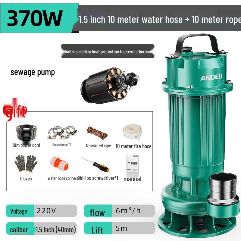 Submersible Sewage & Sludge Cutter Pump for Toilets & Cesspools - Ideal for Household & Agricultural Drainage and Irrigation