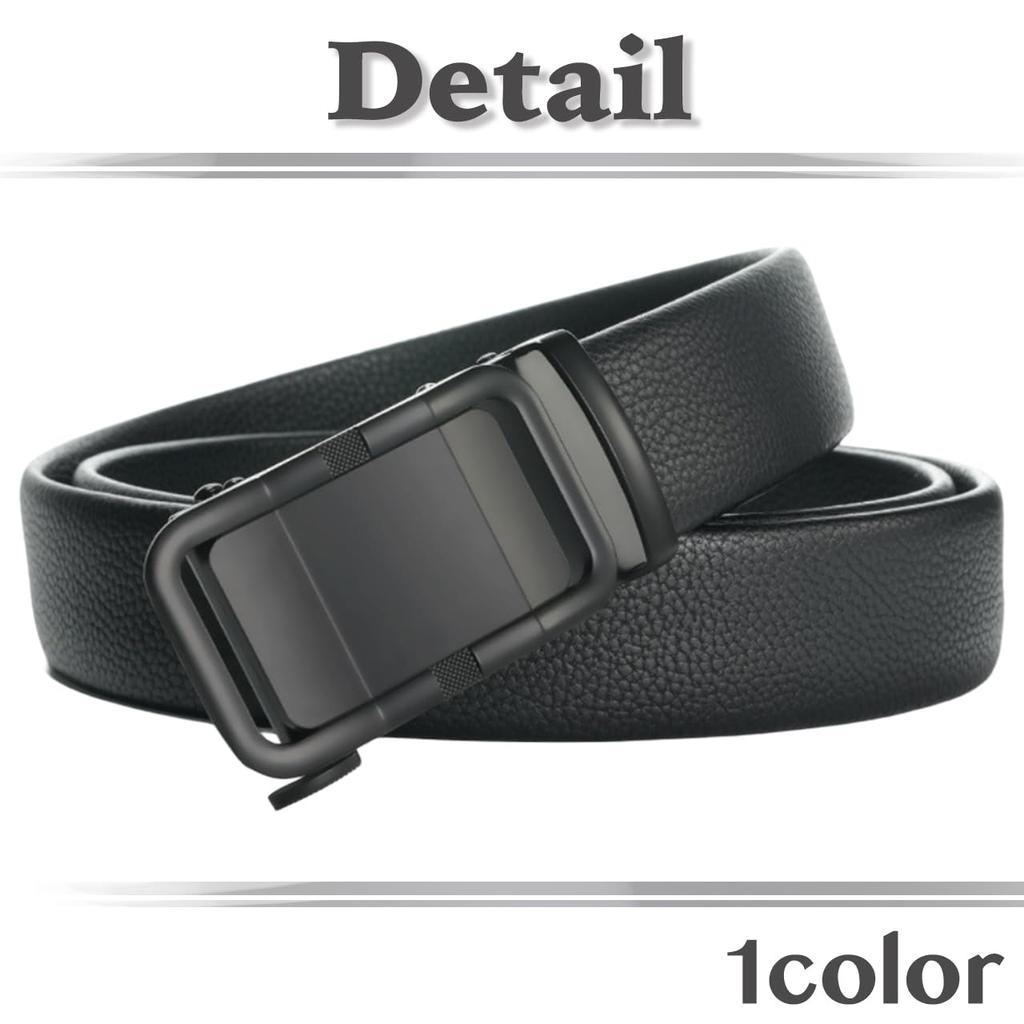 [White Fang] Belt with Automatic Buckle, Genuine Leather, Business Casual, Alloy, Simple, Stylish, for Commuting, Men's BTA426 (Black)