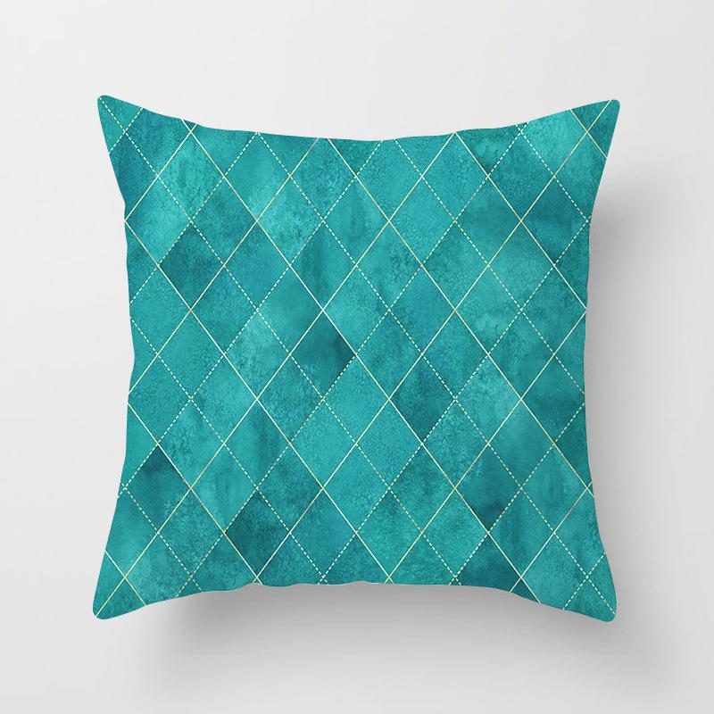 Retro Green Geometric Pillow Case Home Sofa Pillow Cushion Cover Tatami